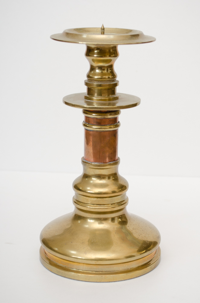 Pair of Brass Pillar Candle Holders