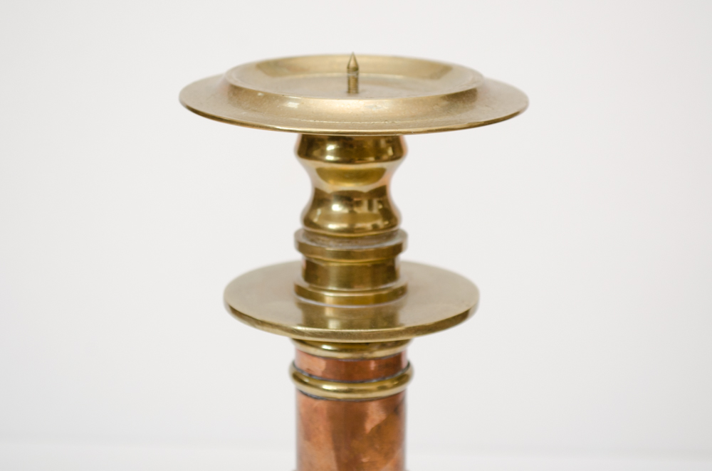 Pair of Brass Pillar Candle Holders