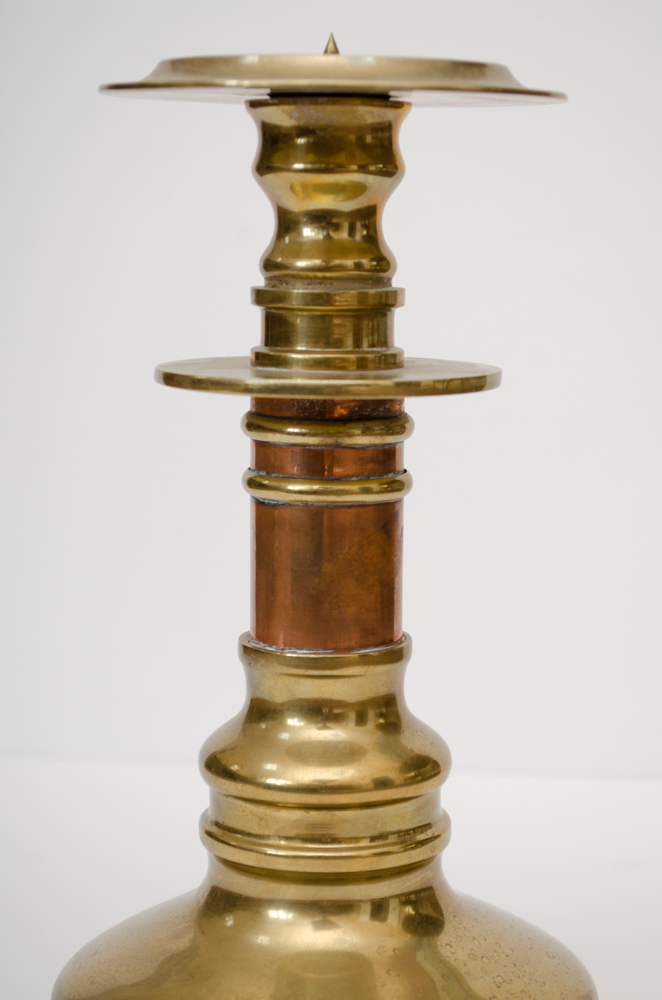 Pair of Brass Pillar Candle Holders