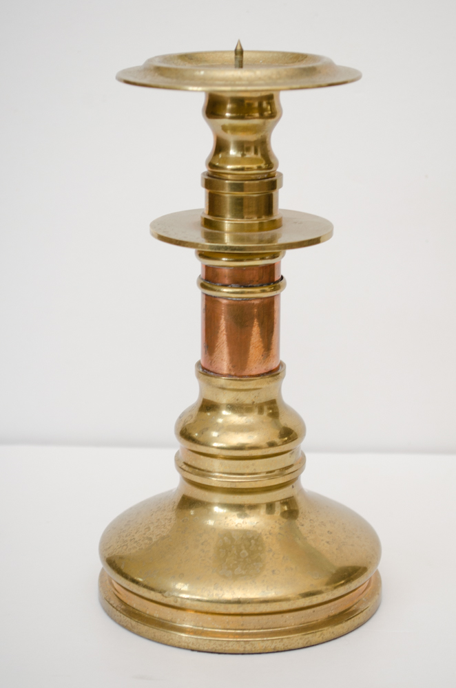 Pair of Brass Pillar Candle Holders