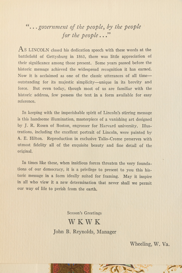 Vintage Reproduction Prints of "The Bill of Rights" and "Lincoln's Gettysburg Address"