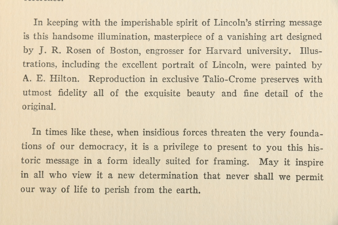 Vintage Reproduction Prints of "The Bill of Rights" and "Lincoln's Gettysburg Address"