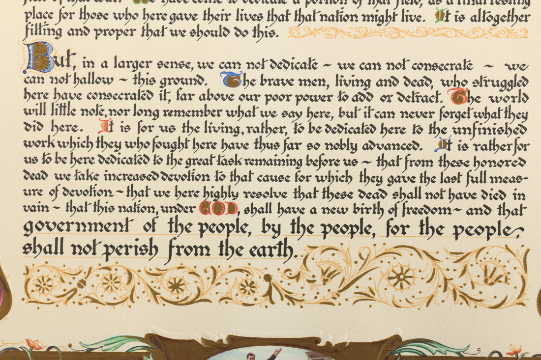 Vintage Reproduction Prints of "The Bill of Rights" and "Lincoln's Gettysburg Address"