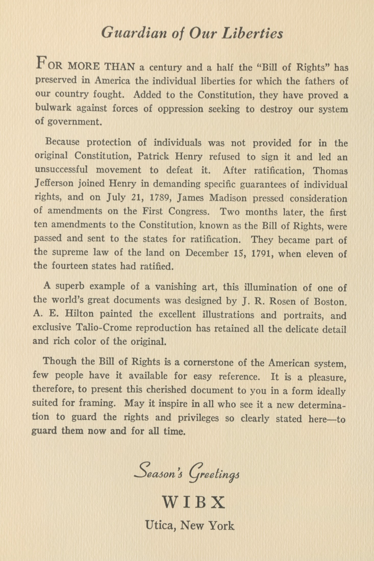 Vintage Reproduction Prints of "The Bill of Rights" and "Lincoln's Gettysburg Address"