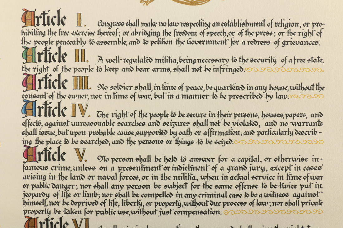 Vintage Reproduction Prints of "The Bill of Rights" and "Lincoln's Gettysburg Address"