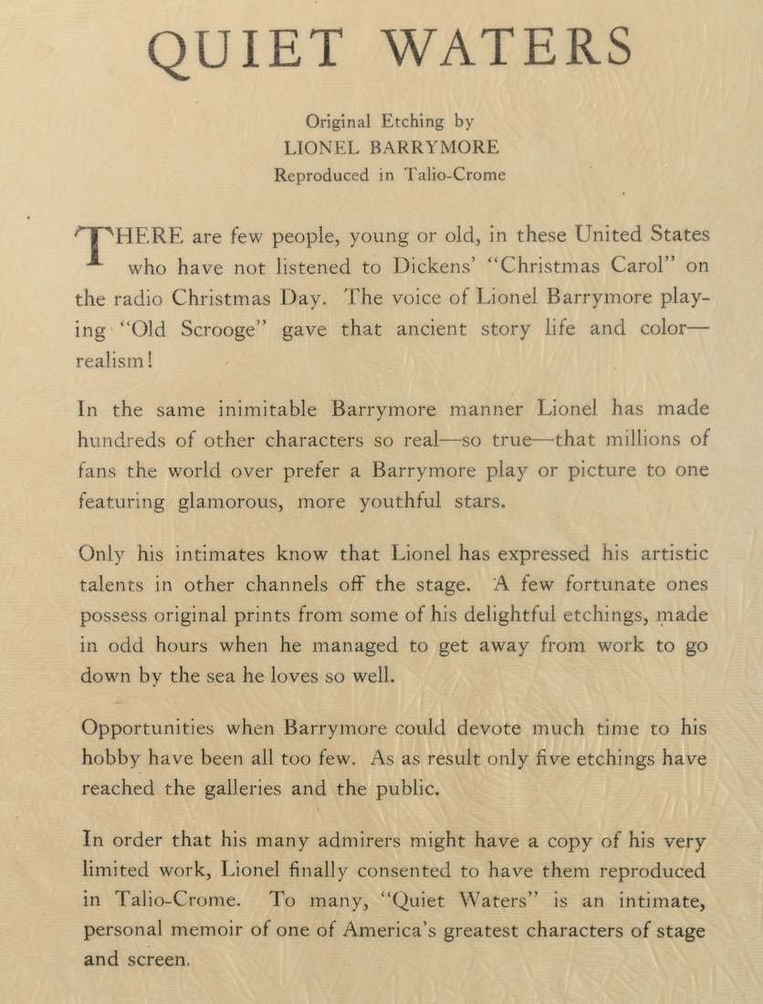 1940s Lionel Barrymore Talio-Crome Prints