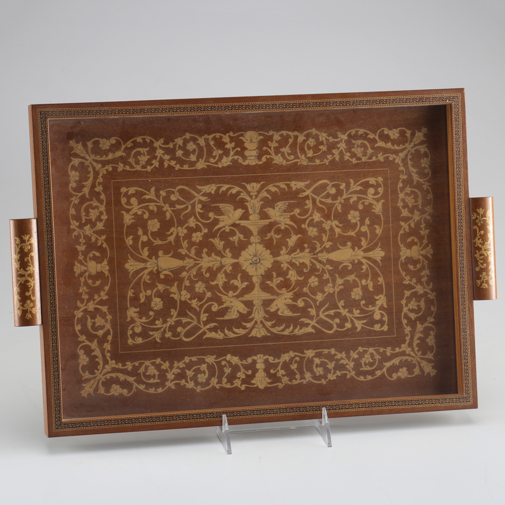 Vintage Wood Tray with Inlay