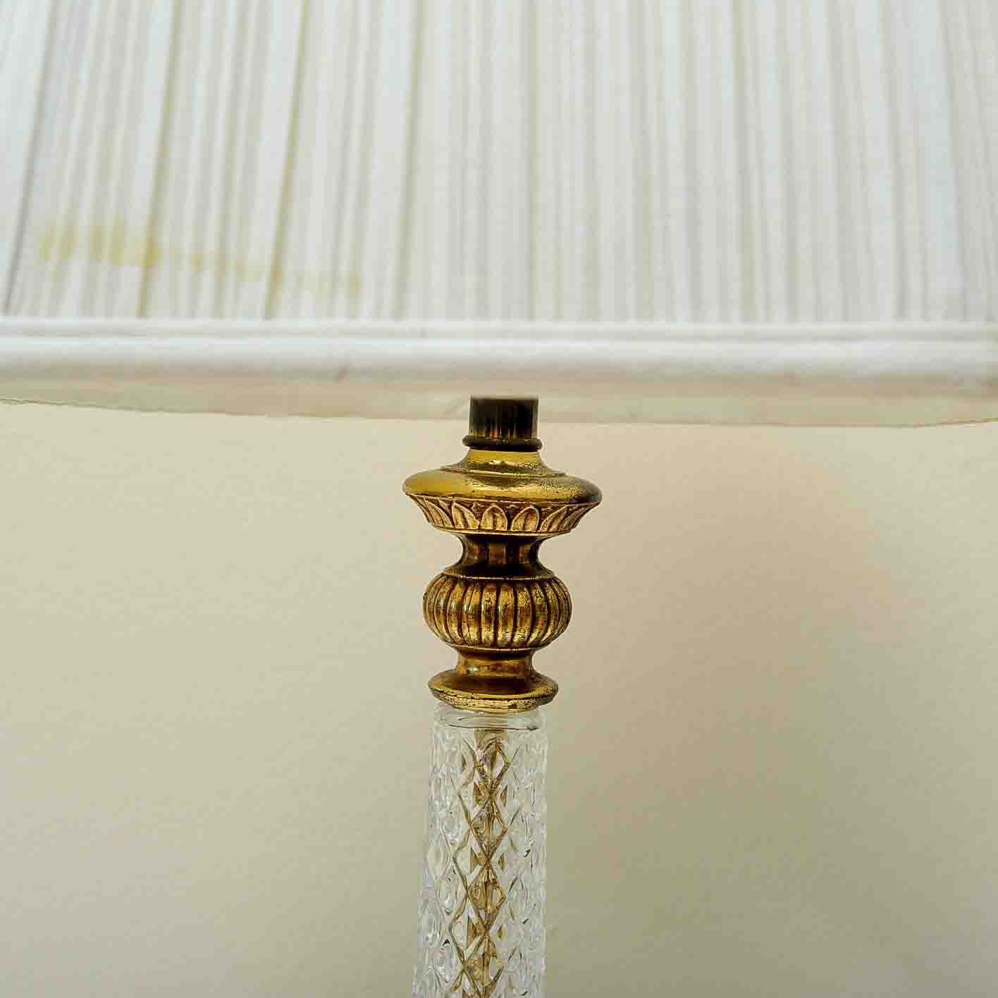 Vintage Brass Toned and Glass Lamp