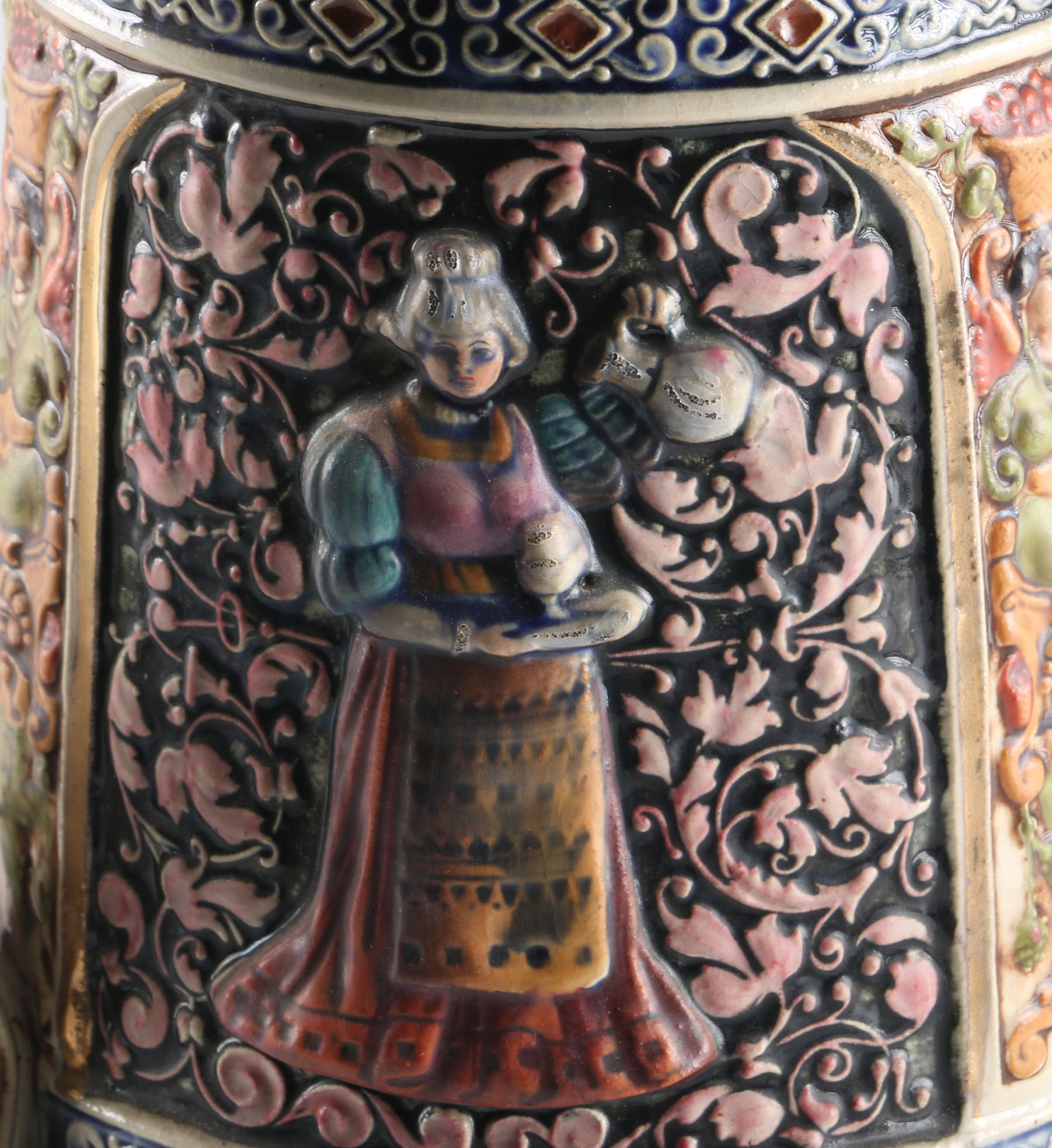 Large Ceramic Beer Stein with Pewter Lid