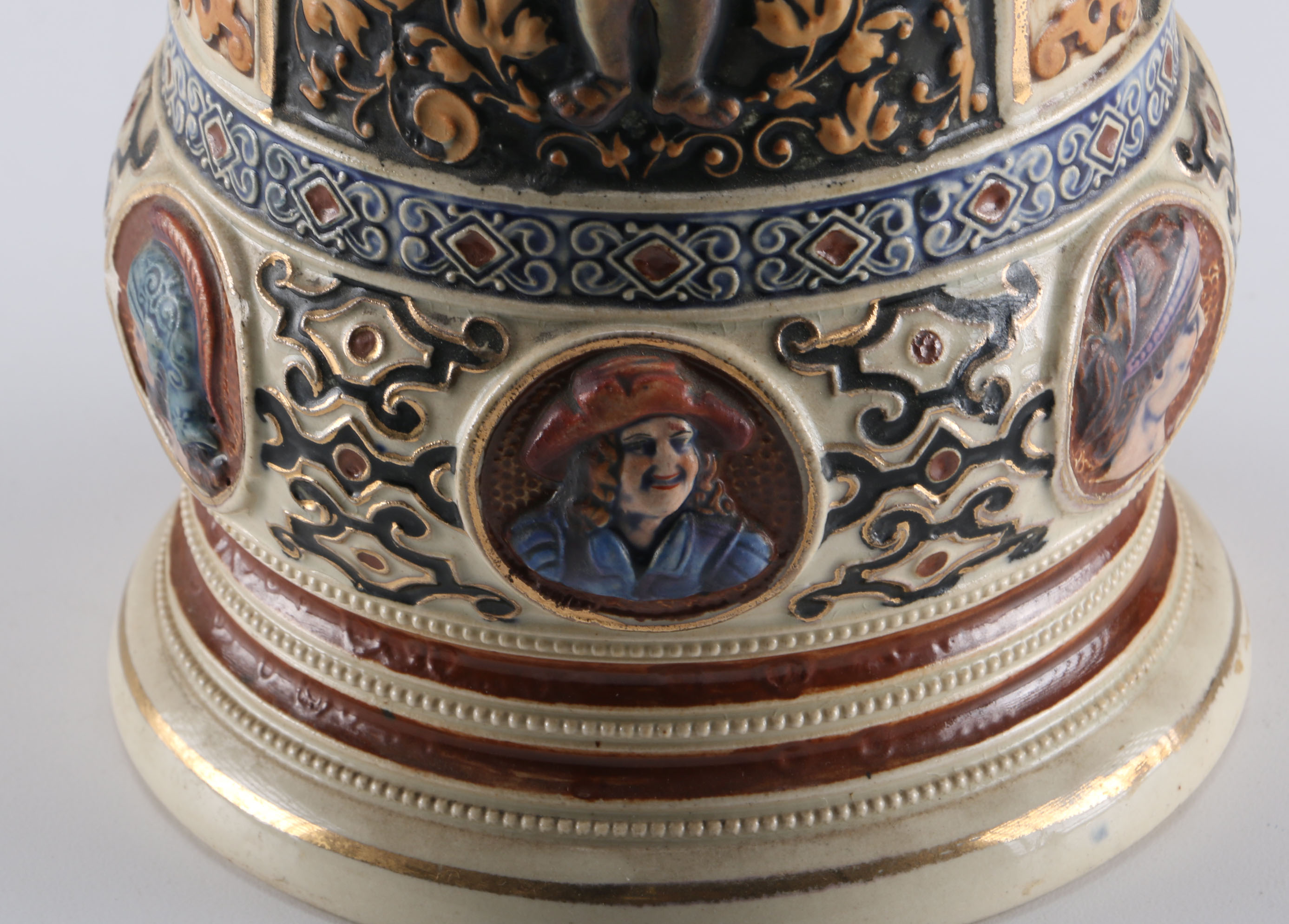 Large Ceramic Beer Stein with Pewter Lid