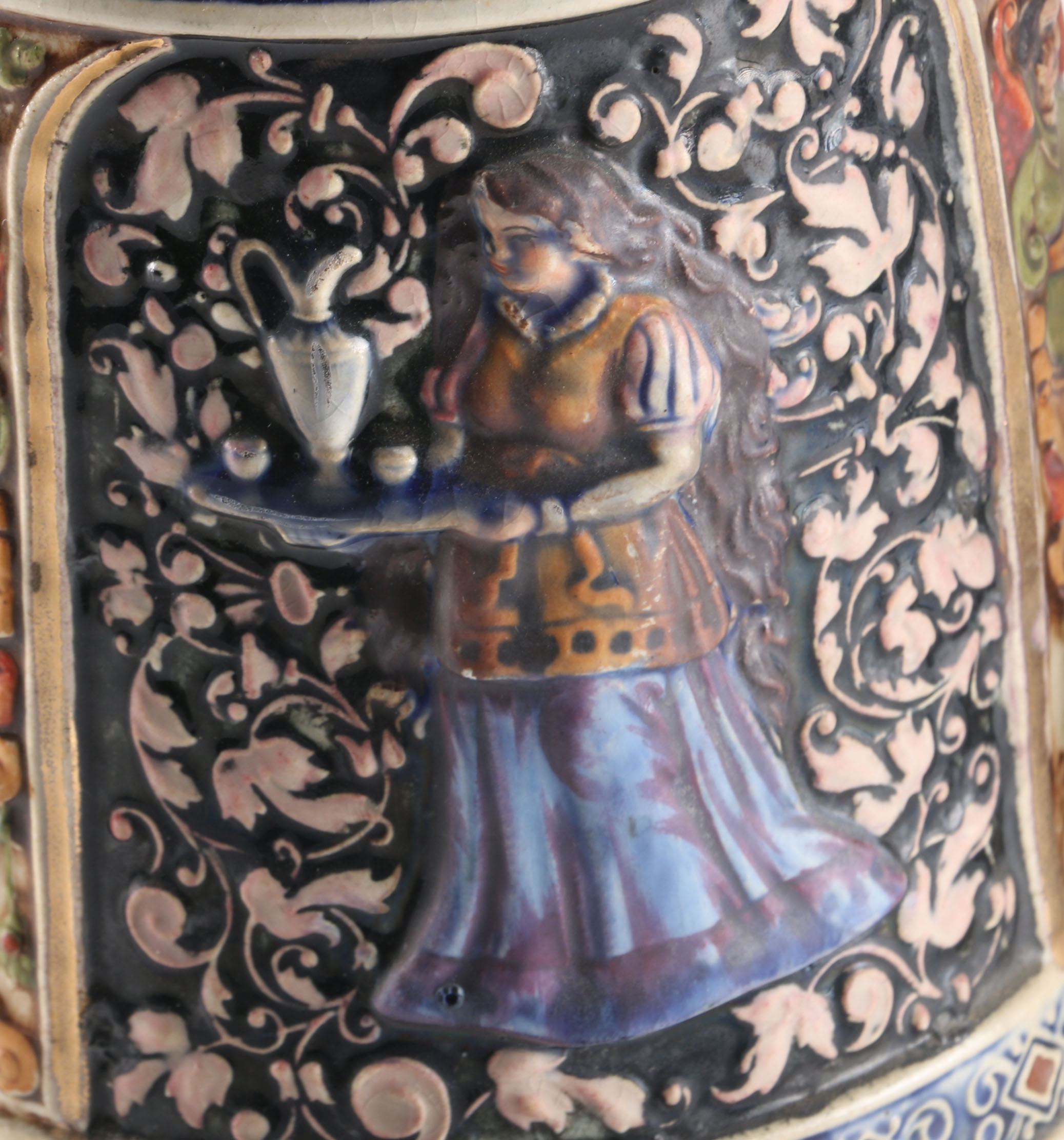 Large Ceramic Beer Stein with Pewter Lid