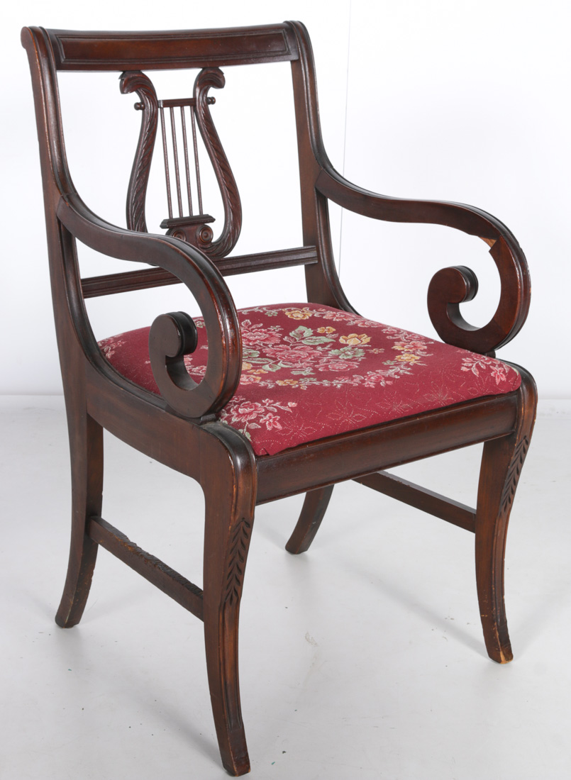 Five Regency Style Mahogany Veneer Dining Chairs