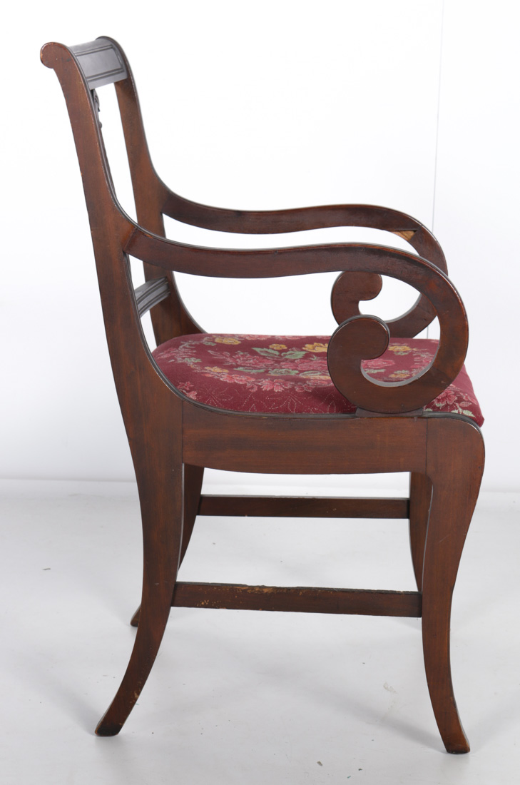 Five Regency Style Mahogany Veneer Dining Chairs