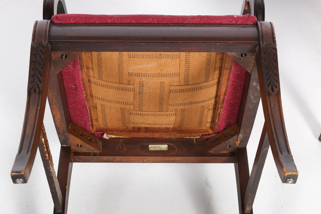 Five Regency Style Mahogany Veneer Dining Chairs