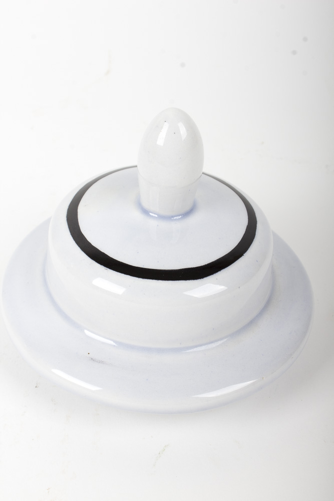 Peter Van Rossum Rare Signed Black Delft Urn Depicting Nude