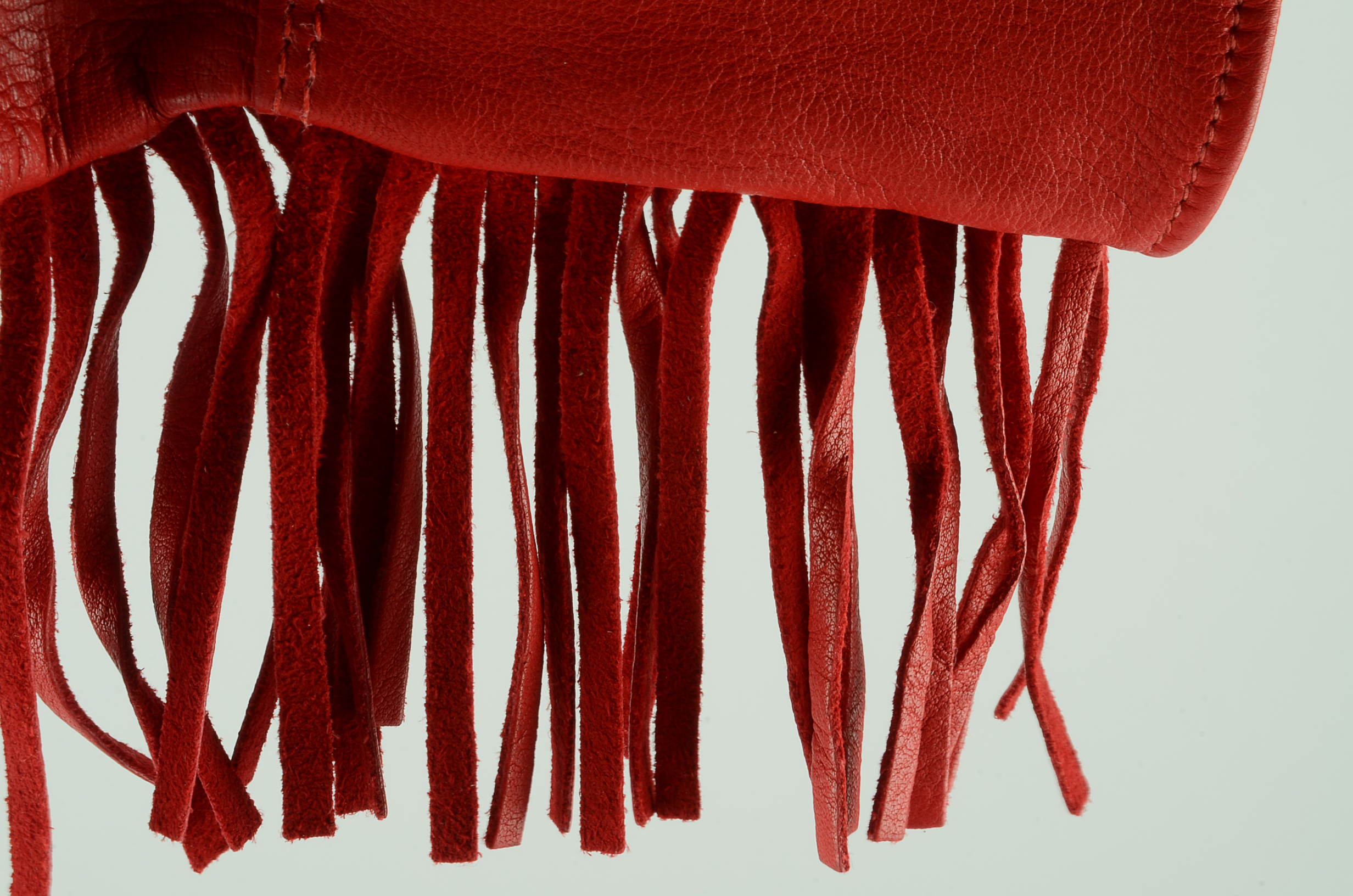 Vintage Red Leather "Cattle Kate" Fringed Gauntlet Gloves