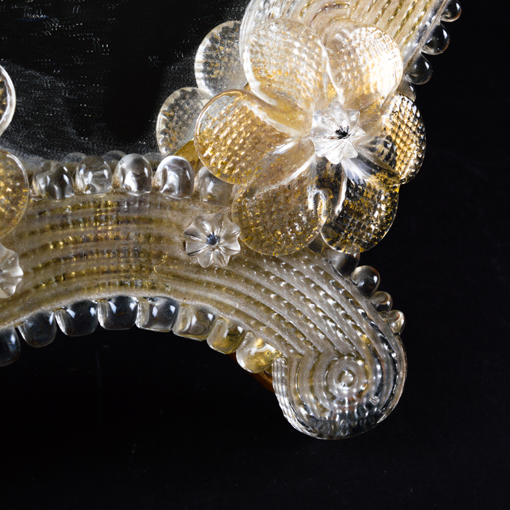 Vintage Glass Frame Vanity Mirror and Lidded Glass Dish