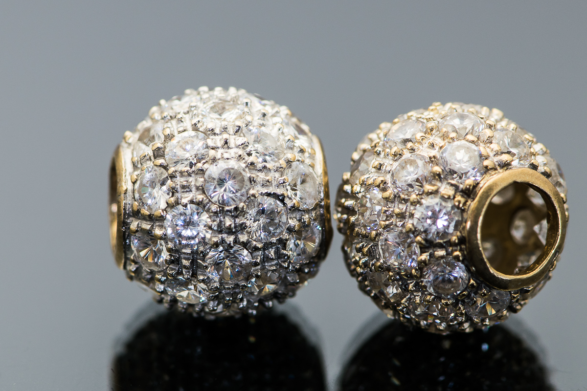 Pair of 14K Yellow Gold and Cubic Zirconia Ball Pendants