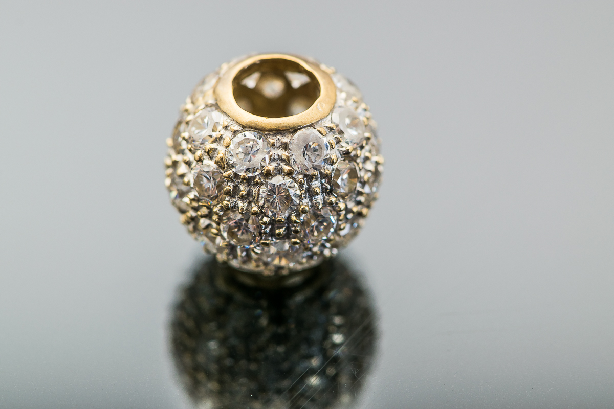 Pair of 14K Yellow Gold and Cubic Zirconia Ball Pendants