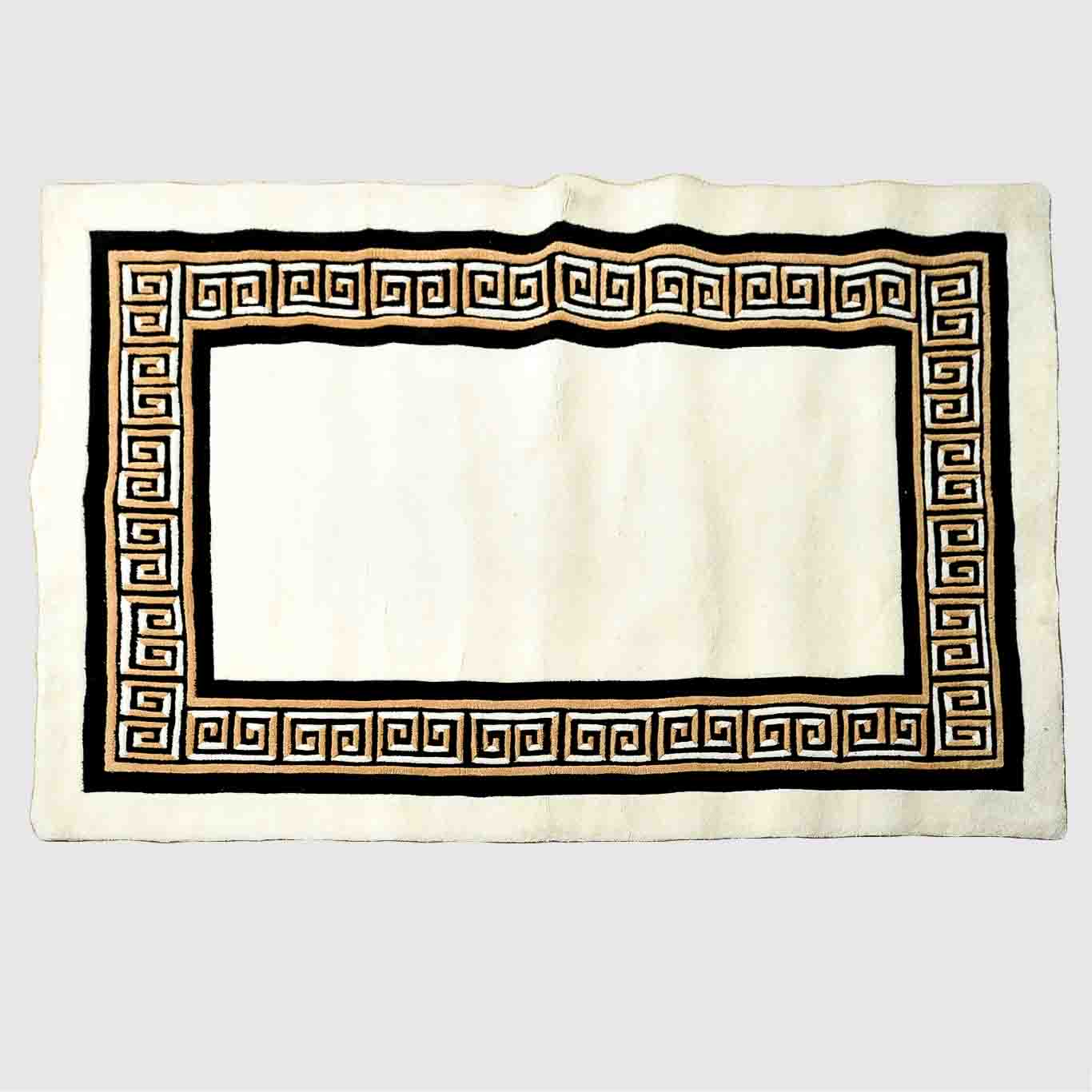 Contemporary Tufted Rug with Greek Key Design