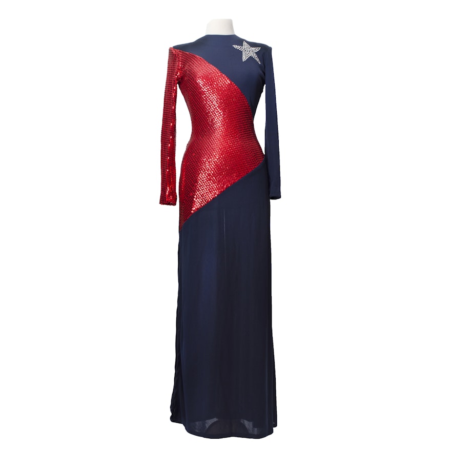 Tanya's Iconic Vintage Evening Dress Tanya Wore at The Ronald Reagan National Republican Convention In Detroit when she Sang the National Anthem with Glen Campbell