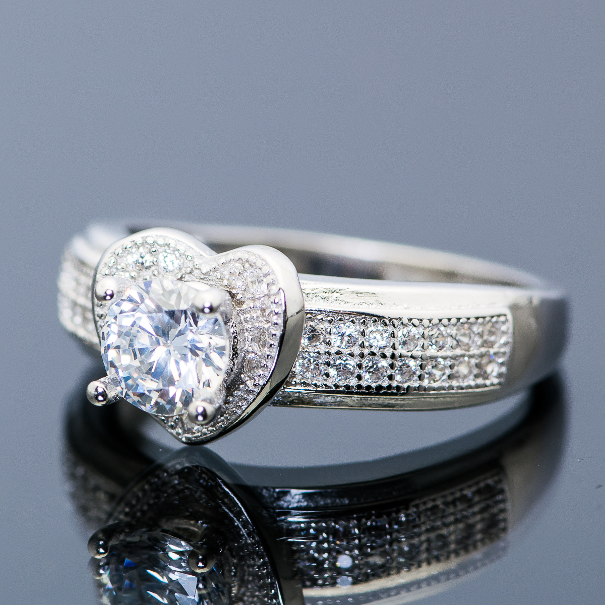 Sterling Silver and Cubic Zirconia Heart Ring