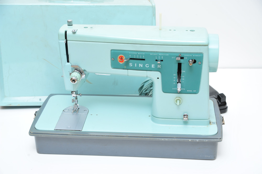 Vintage Blue Singer Sewing Machine