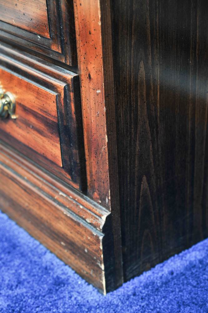 Pine Desk and Chair with Walnut Stain