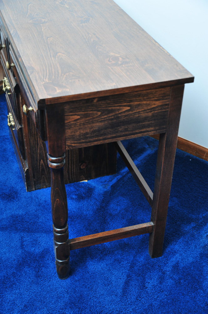 Pine Desk and Chair with Walnut Stain