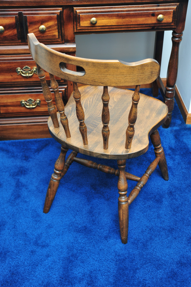 Pine Desk and Chair with Walnut Stain