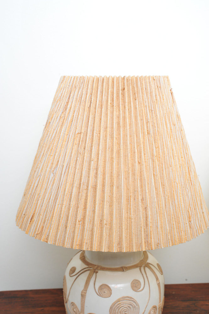 Pair of Decorated Cream Colored Lamps