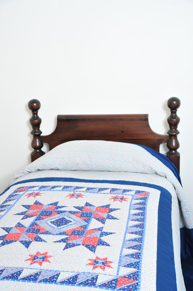 Vintage Ethan Allen Twin Size Headboard with Frame and Bedding