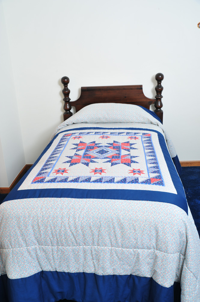 Vintage Ethan Allen Twin Size Headboard with Frame and Bedding