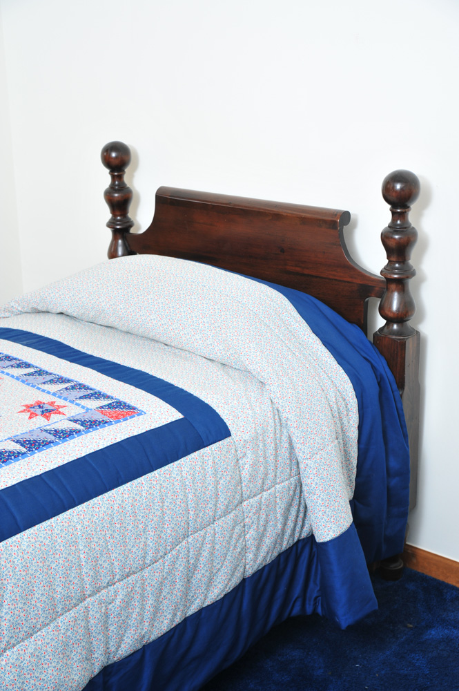 Vintage Ethan Allen Twin Size Headboard with Frame and Bedding