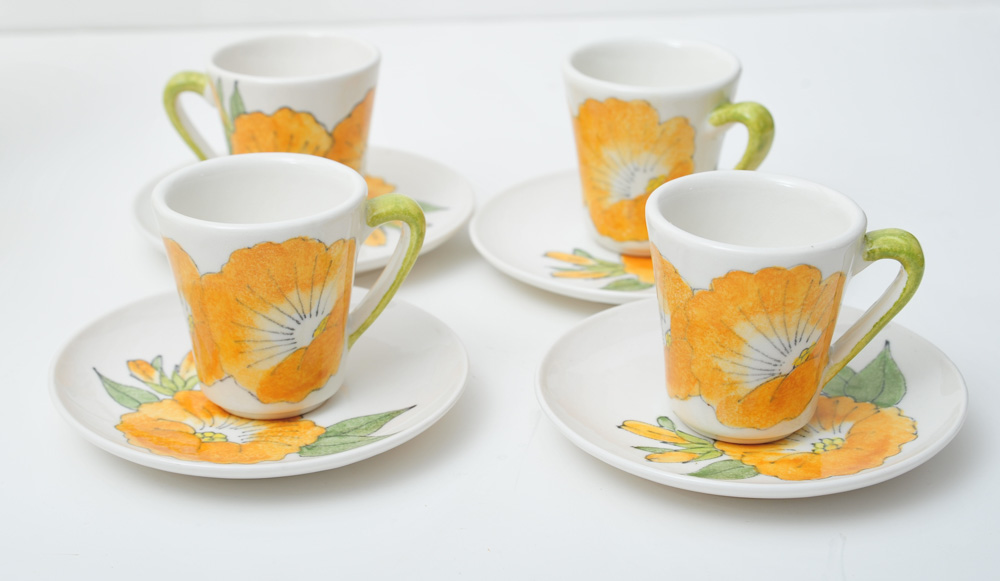 Italian Hand-Painted Mid-Century Coffee Service Set