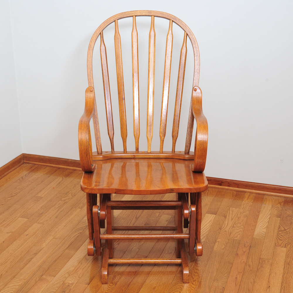 Solid Wood Spindle Back Glider Rocker
