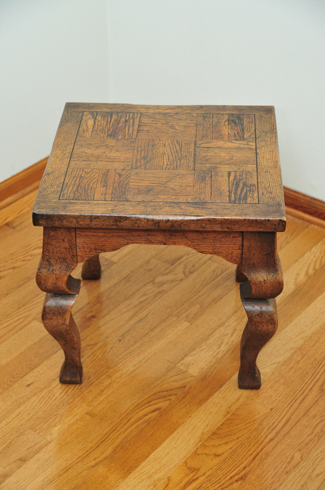 Vintage Wooden Chair and Side Table Pairing