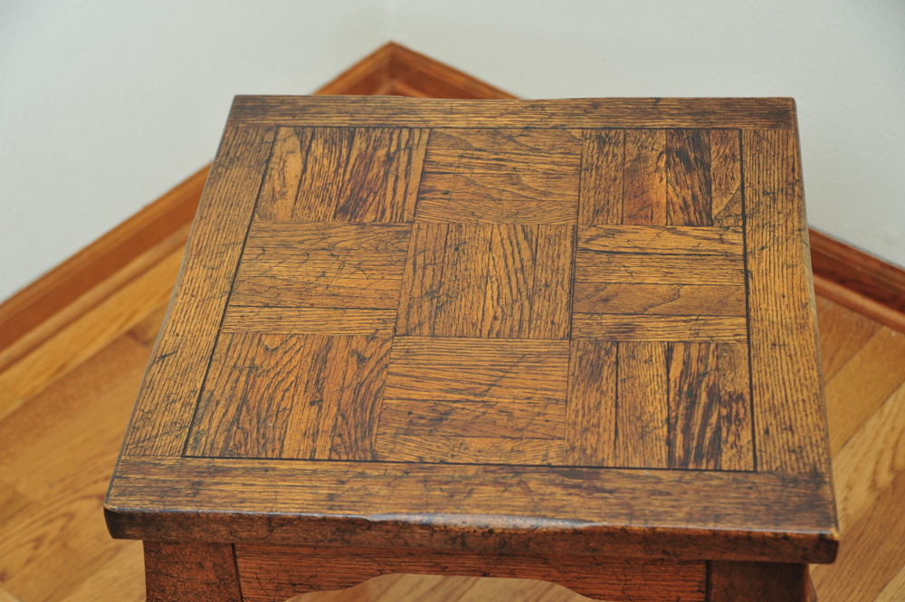 Vintage Wooden Chair and Side Table Pairing