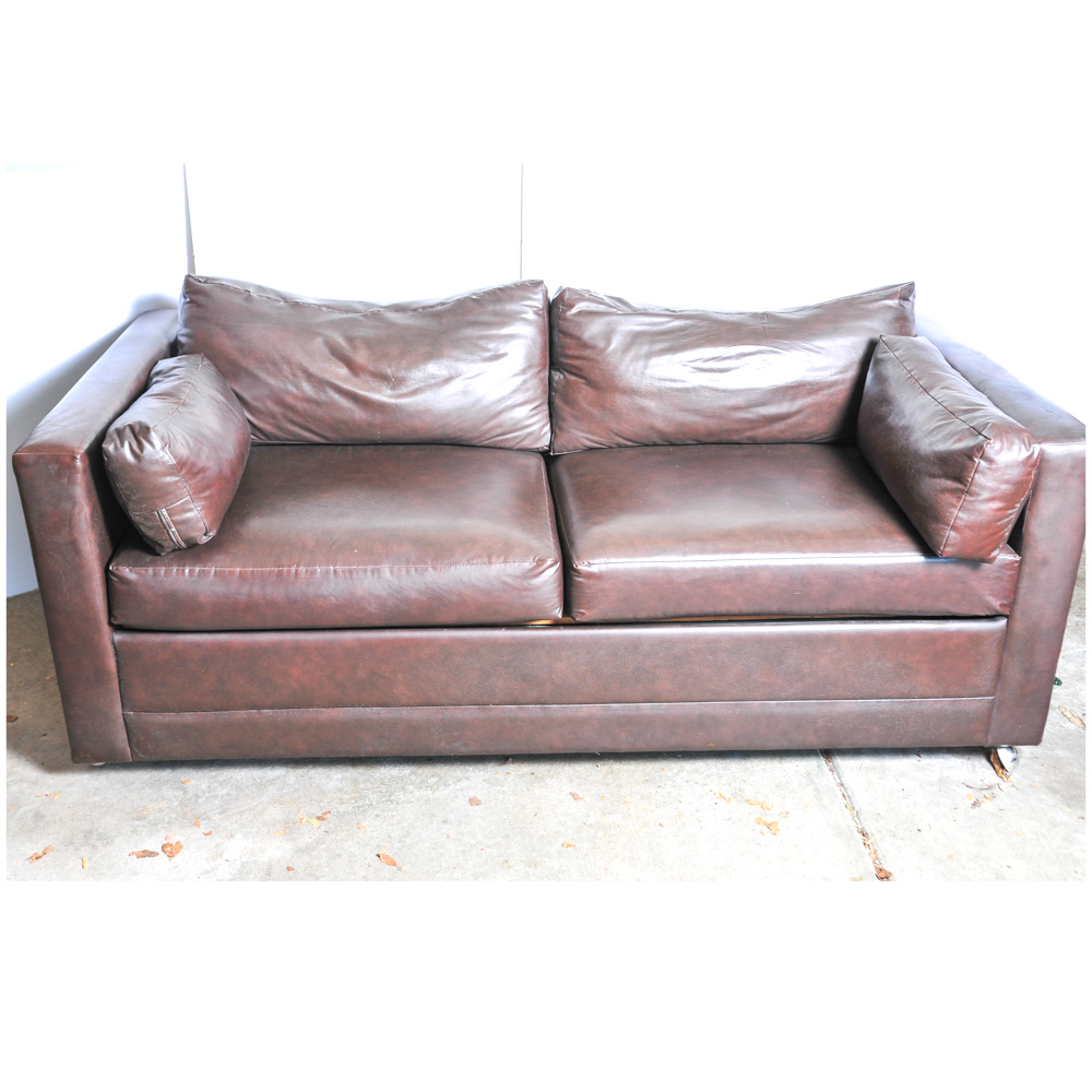 Faux Leather Full Size Sleeper Sofa