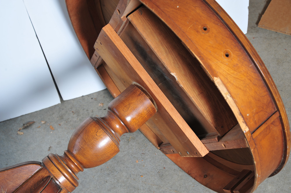 Vintage Leather Top Drum Table Project