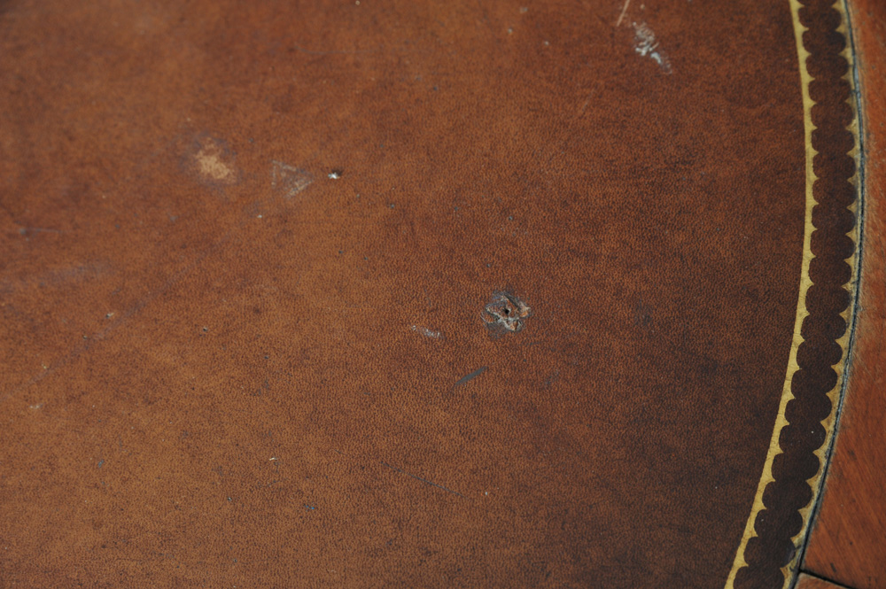 Vintage Leather Top Drum Table Project