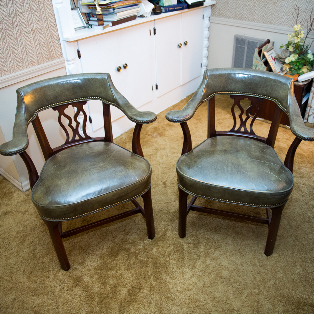 Pair of Vintage Library Armchairs by Hickory Chair Company