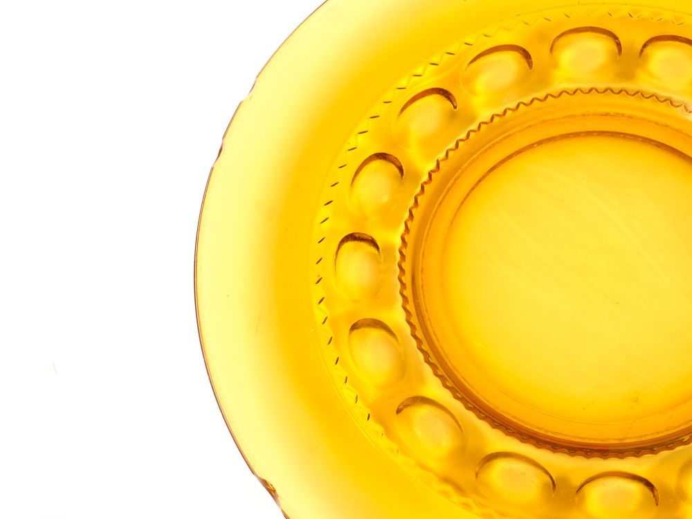 Set of Vintage Indiana King's Crown Thumbprint Amber Depression Glass