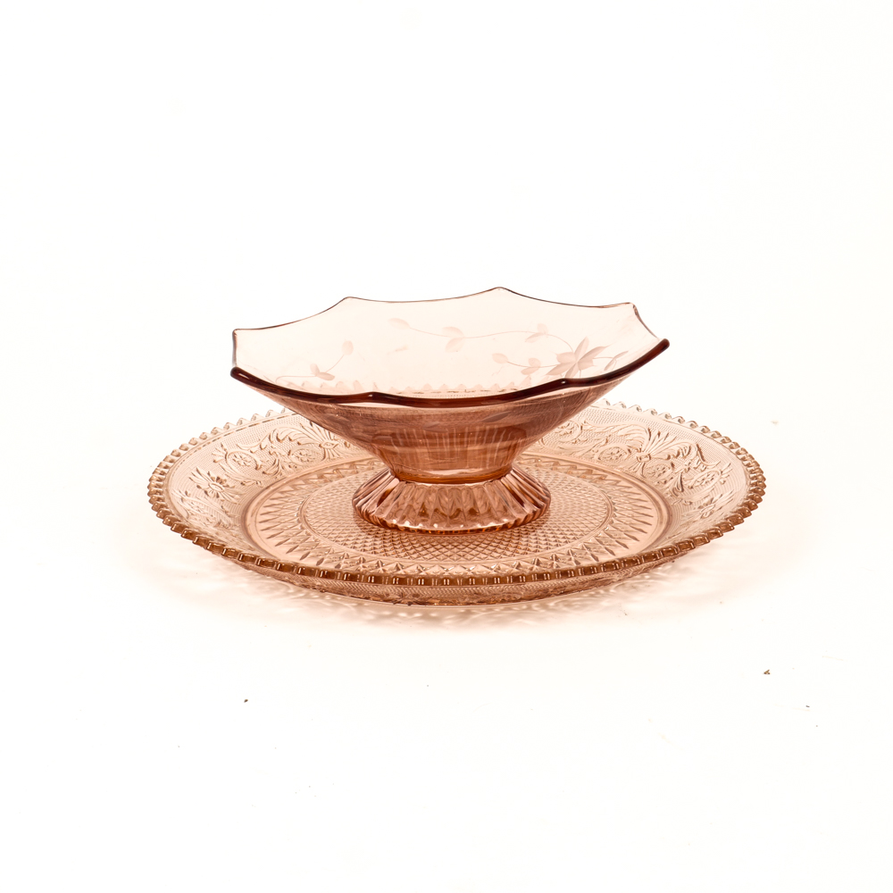 Collection of Pink Depression Glass