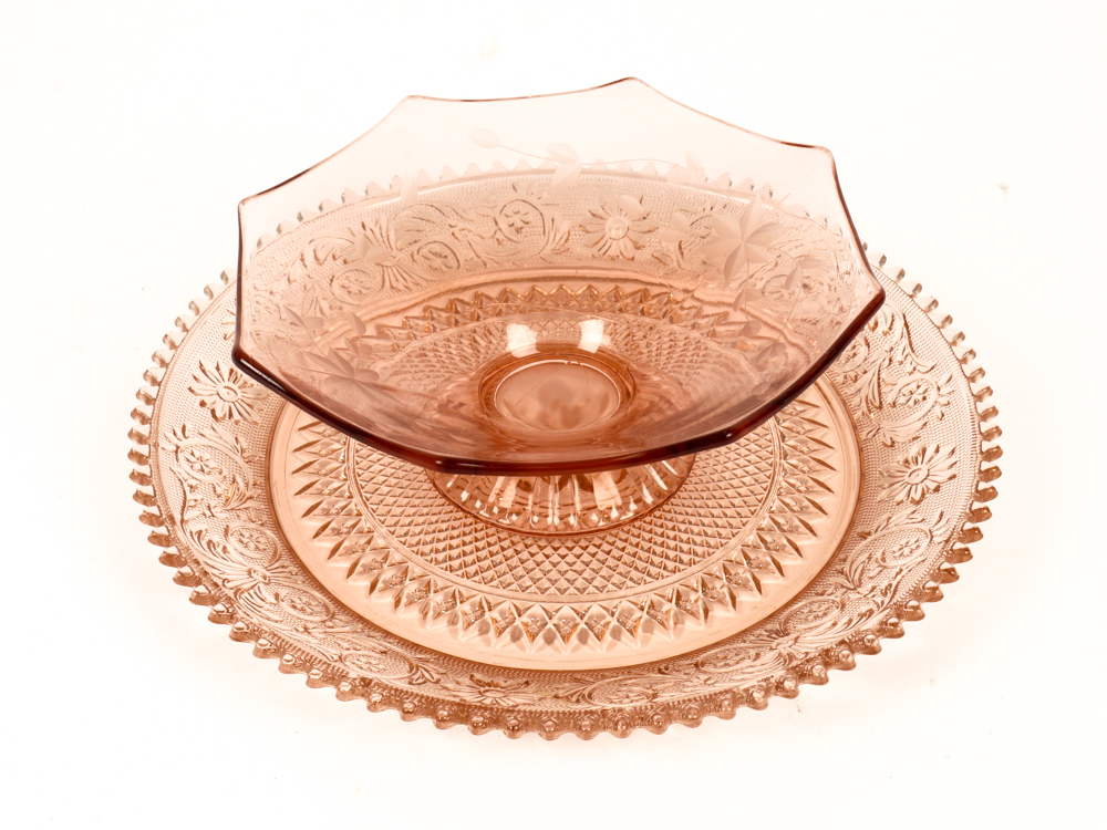 Collection of Pink Depression Glass