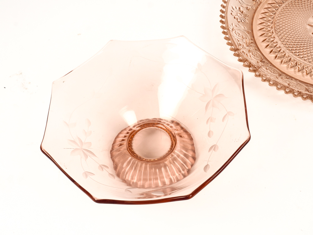 Collection of Pink Depression Glass