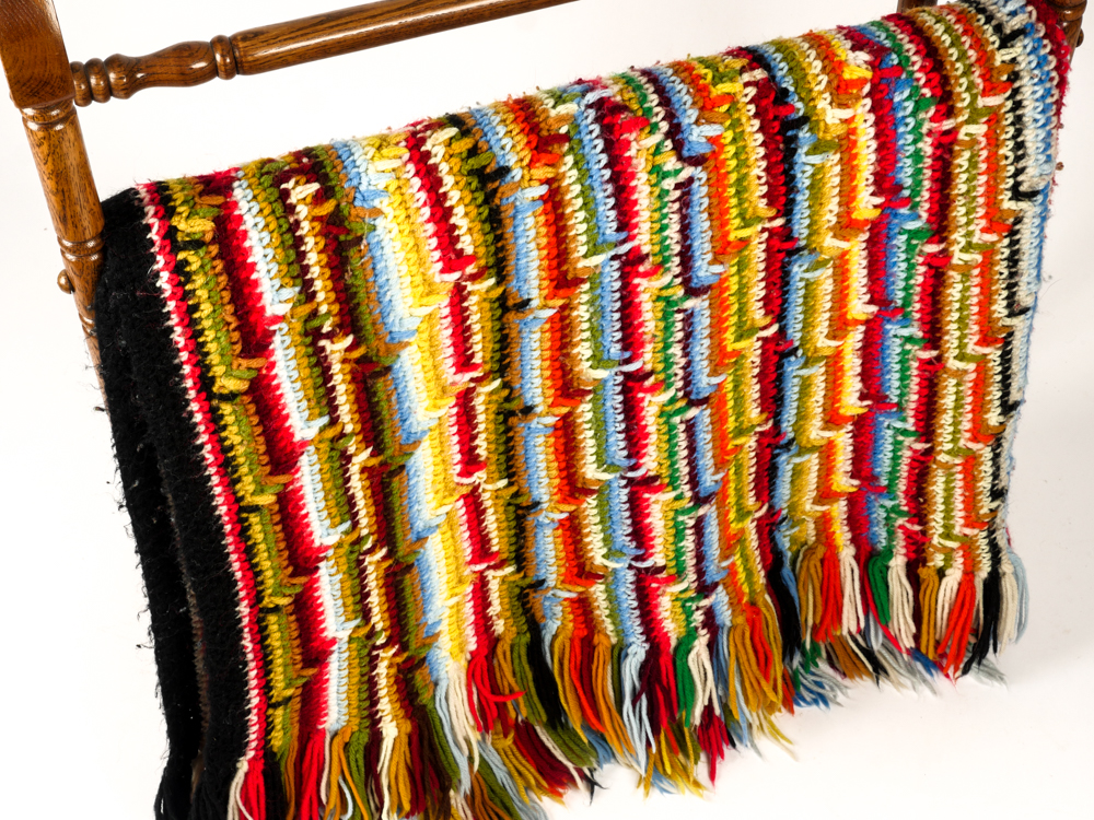 Vintage Quilt Rack with Handmade Afghans