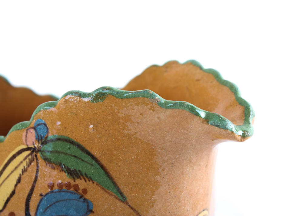 Hand Painted Tlaquepaque Mexican Pottery Gravy Boat