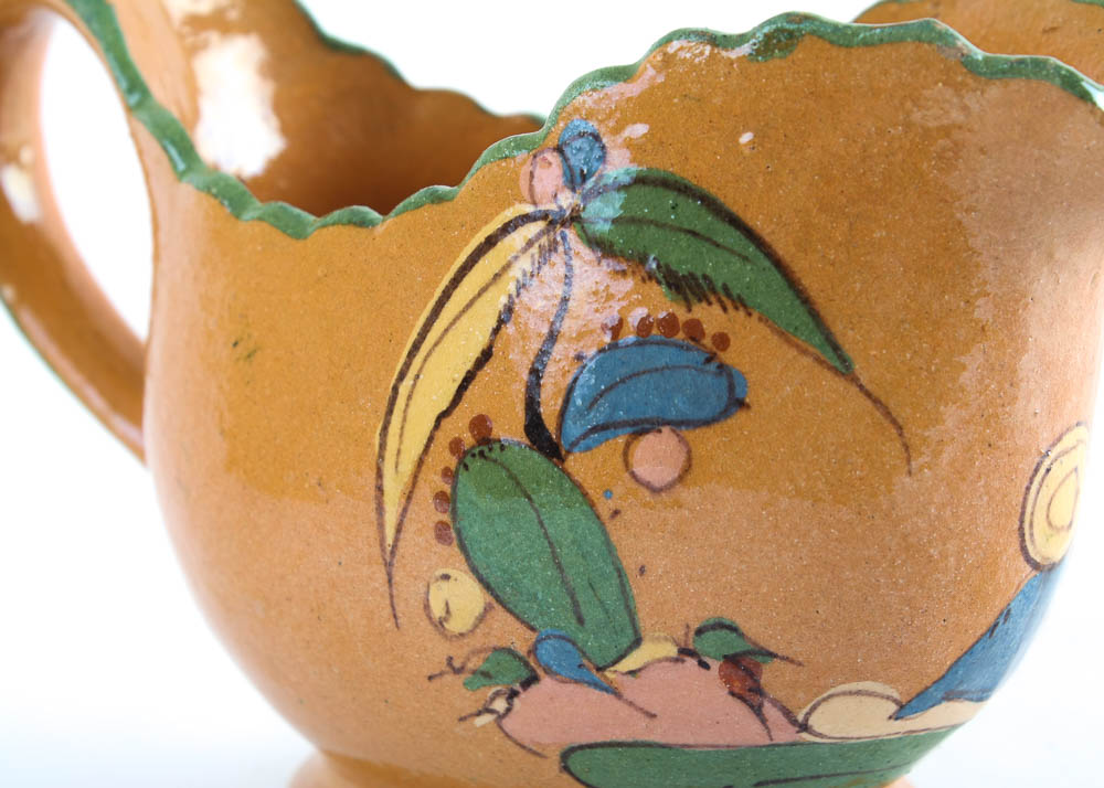 Hand Painted Tlaquepaque Mexican Pottery Gravy Boat