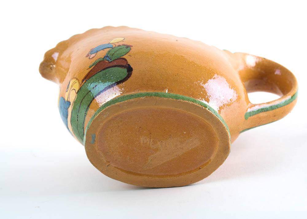 Hand Painted Tlaquepaque Mexican Pottery Gravy Boat